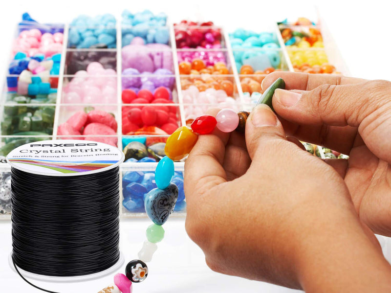 Paxcoo Stretchy String for Bracelets, 0.8mm Black Elastic String Bracelet Cord Jewelry Bead Thread for Bracelets, Necklaces, Beading and Jewelry Making - NewNest Australia