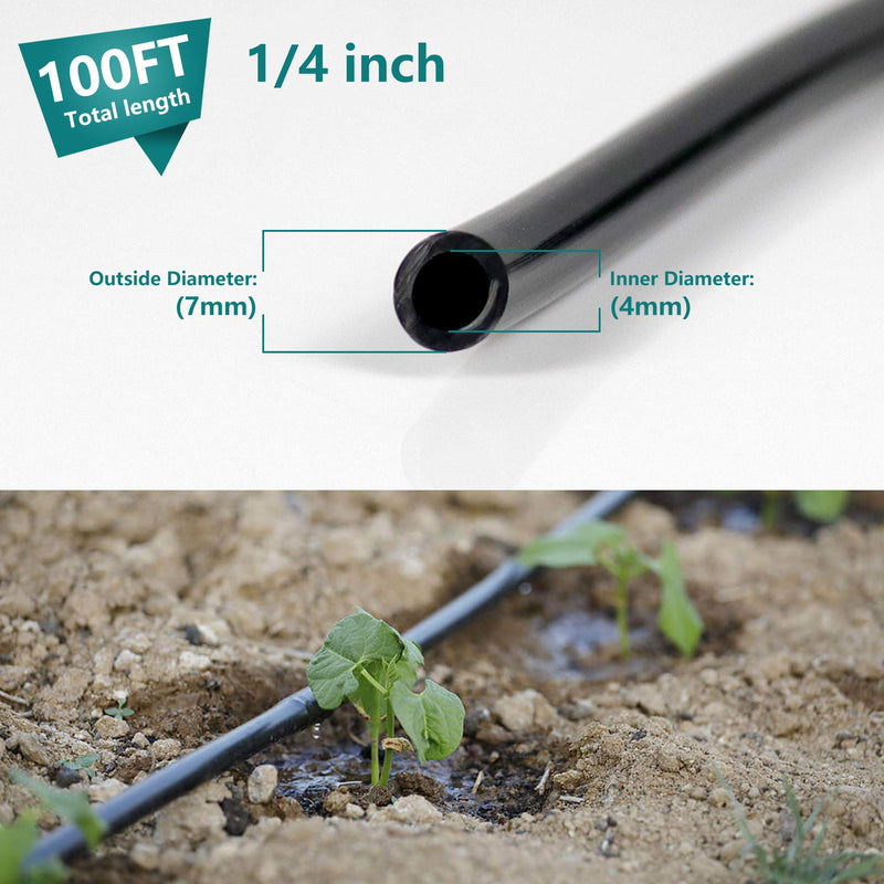 Daisypower 1/4 inch Blank Distribution Tubing Drip Irrigation Hose,100ft Soft Watering Tube for Small Lawn Garden Irrigation System 100.0 Feet - NewNest Australia
