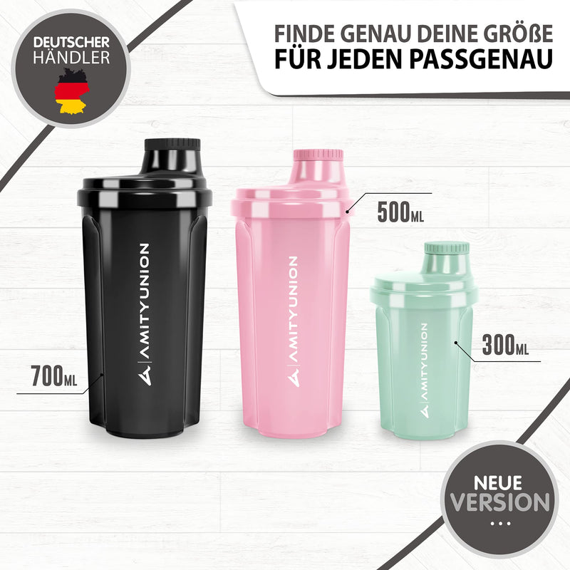Protein shaker 300 ml “Heaven” leak-proof, BPA free with click-in sieve & scale for creamy whey shakes, gym fitness cup for isolates & sports concentrates, protein shaker, coral pink - NewNest Australia