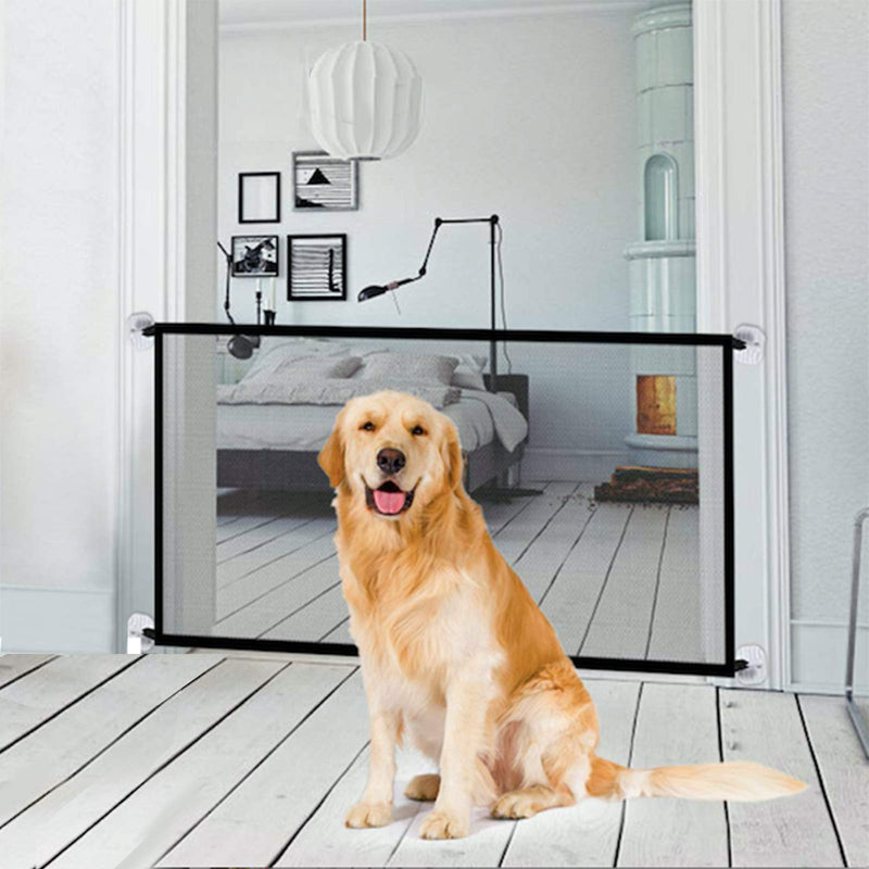 70.9"x28.3" Pet Gate,Baby Gate,Magic Gate Portable Folding mesh gate Safe Guard Isolated ，Indoor and Outdoor Safety Gate Install Anywhere (Black) - NewNest Australia