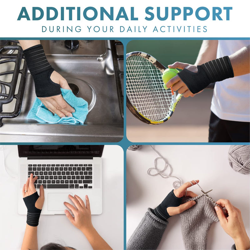 Actesso Elastic Wrist Support with Strap - (M, Black) - Ideal for Sprains, Injury or Sports Use with no Metal bar - Support Without inhibiting Flexibility | Left or Right M (Pack of 1) - NewNest Australia