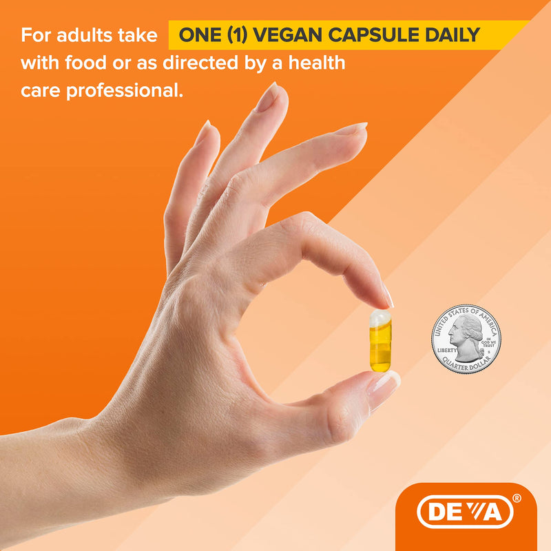 Deva Vegan Omega-3 Flaxseed Oil Supplement - 1000 MG Per Serving - Cold-Pressed & Unrefined - Fish Oil Alternative - with Omega-3 ALA - 90 Capsules, 2-Pack - NewNest Australia