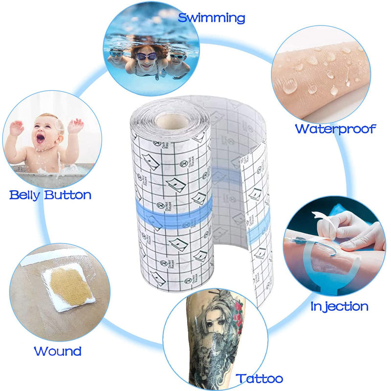 Tattoo Aftercare Waterproof Bandage，Stretch Adhesive Bandage, Transparent Waterproof Adhesive Bandage Tape,Clear Second Skin Protection for Plastic Cover,Wound Dressing,Protective Shield（15cm x 2m） - NewNest Australia