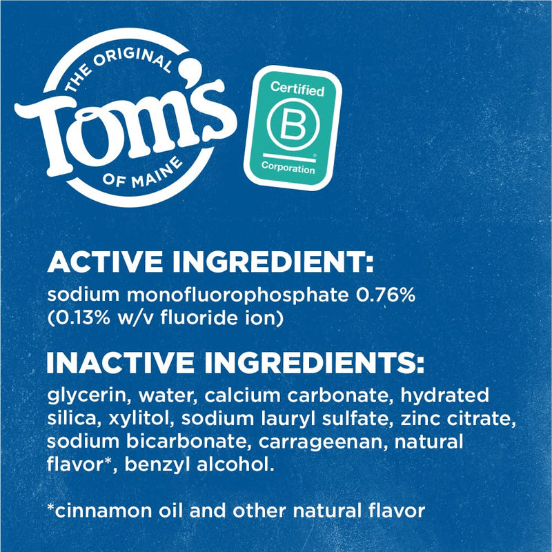 Tom's of Maine Whole Care Natural Toothpaste with Fluoride, Cinnamon Clove, 4 Ounce (Pack of 3) 4 Ounce (Pack of 3) - NewNest Australia