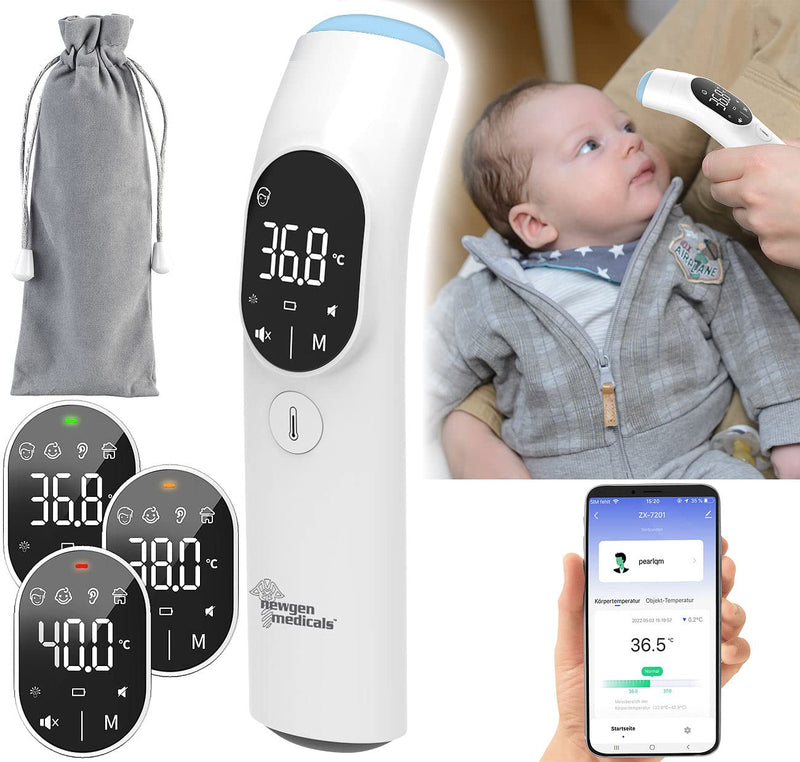 Newgen Medicals Ear Fever Thermometer: Medical 3-In-1 Infrared Thermometer, App, Surface Measurement (Forehead Fever Thermometer, Digital Fever Thermometer, Seniors) - NewNest Australia