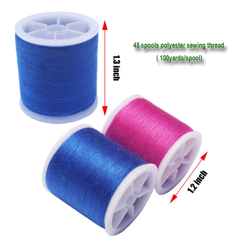 45 spools Sewing Thread Kits Polyester for Hand & Machine Sewing Total 4500yards 45 Rainbow spool - NewNest Australia