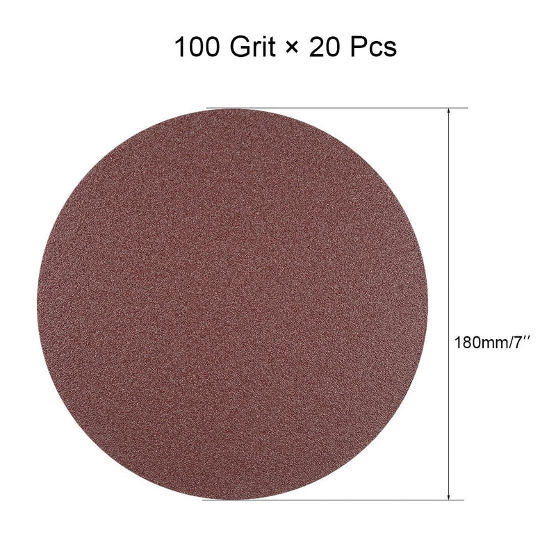 uxcell 20Pcs 7 Inch Hook and Loop Sanding Disc 100 Grits Flocking Sandpaper for Random Orbit Sander Brown - NewNest Australia