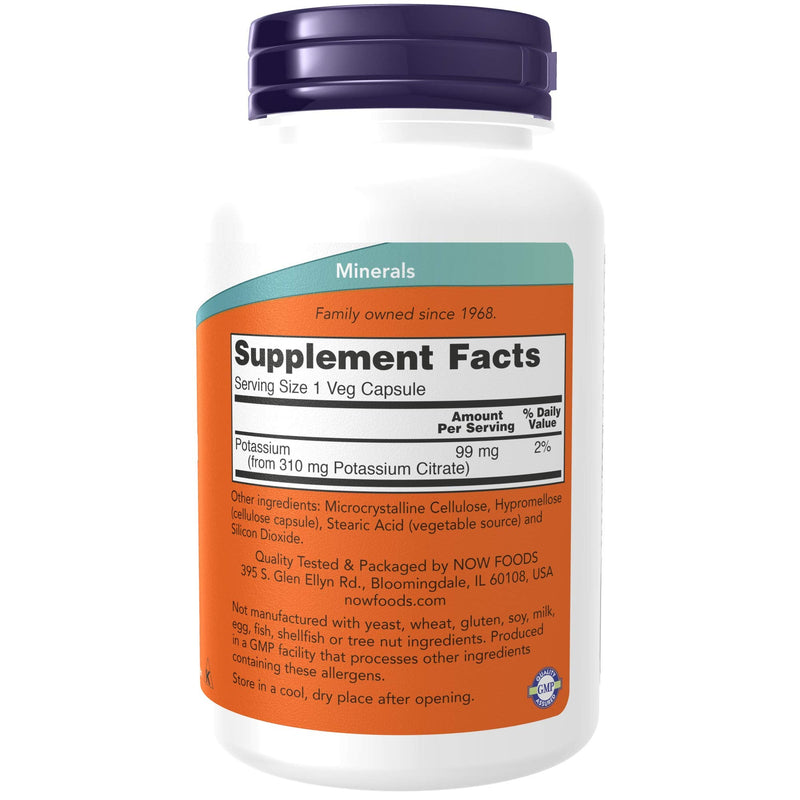 NOW Supplements, Potassium Citrate 99 mg, Supports Electrolyte Balance and Normal pH, Essential Mineral, 180 Veg Capsules - NewNest Australia