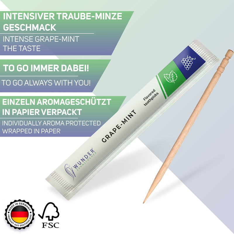 Wonder Toothpicks With Flavor, 100 X Toothpicks, Individually Packed, In 7 Refreshing Varieties, Gentle Oral Hygiene, Fresh Breath, Individually Packed Toothpicks With Flavor (Grape/Mint) - NewNest Australia