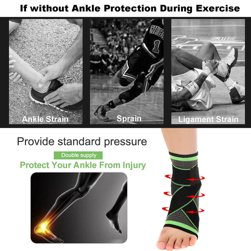 Ankle Support Brace, Foot Heel Support Compression Socks Bandage Adjustable Straps Splint For Achilles Tendonitis Plantar Fasciitis Sprained Ankle Running Sports Protection and Pain Relief(L 1 pack) - NewNest Australia