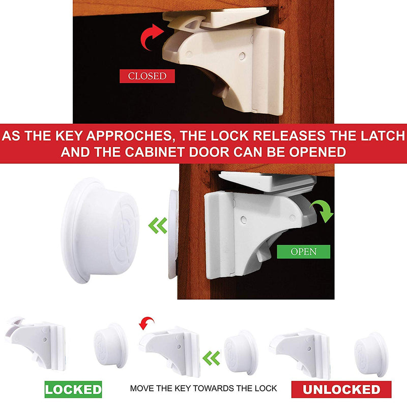 Eco-Baby Magnetic Cabinet Locks Child Safety for Drawers and Cabinets - Kitchen Child Proof Cabinet Locks - Baby Proofing Safety (8 Locks & 2 Keys) - NewNest Australia