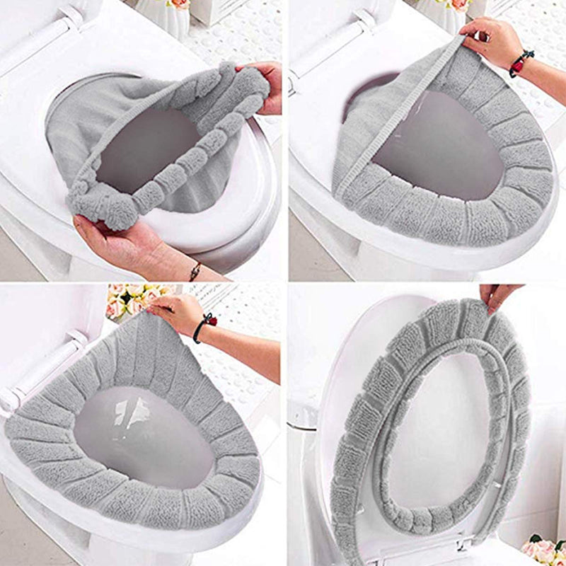 Clarmonde Thicken Toilet seat Cover Cushion Pads Luxury Toilets Warm Toilet seat Covers Warm Toilet Seat Mat Super Warm Universal (5-Pack) 5-pack - NewNest Australia