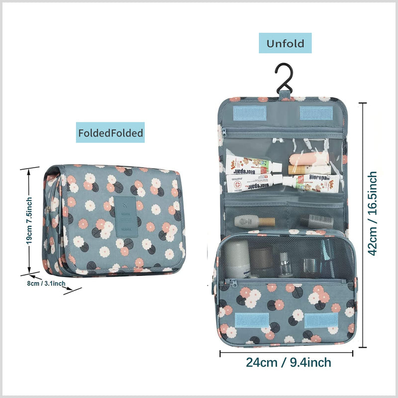 Travel Toiletry Wash Bag with Compartment PATILWON Toiletries Makeup Organizer for Women Girls Lady, Hang Waterproof Collapsible (Black, Flamingo) Black, Flamingo - NewNest Australia