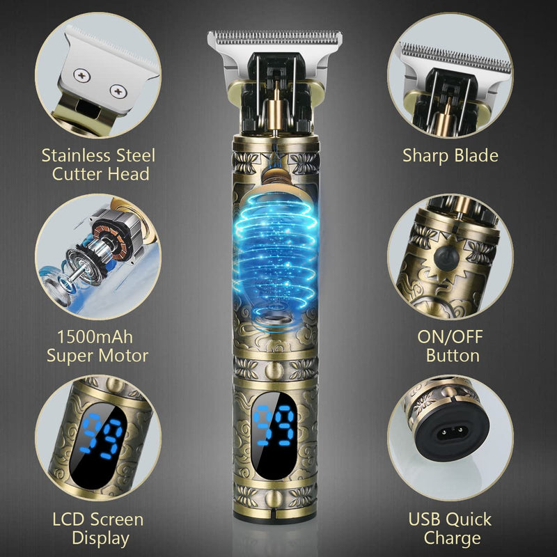 URAQT Hair Clippers for Men, Cordless Clippers Electric Hair Trimmer Beard Trimmer, Waterproof Detail Beard Shaver, Precision T-Blade Trimmer Grooming Cutting Kit with 4 Guide Combs and 2 Hair Combs - NewNest Australia