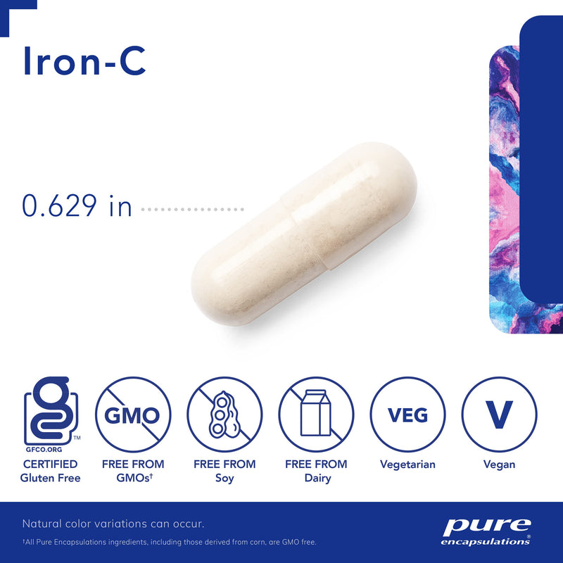 Pure Encapsulations Iron-C | Iron and Vitamin C Supplement to Support Muscle Function, Red Blood Cell Function, and Energy* | 60 Capsules Standard Packaging - NewNest Australia