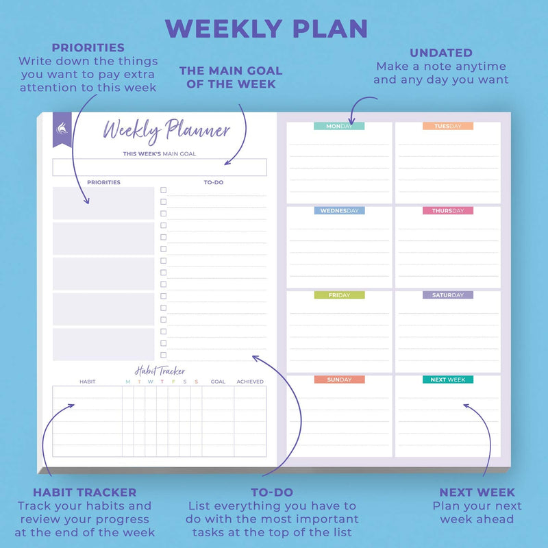 Clever Fox Weekly Desk Planner – Desktop Weekly To Do List Notepad & Planning Pad for Boosting Productivity, 50 Tear Off Weekly Journal Sheets, Size: 8.5" x 11" – Lavender A4 (8.5" x 11") - NewNest Australia
