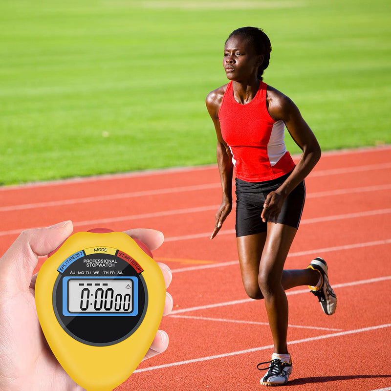 6 Pack Multi-Function Electronic Digital Sport Stopwatch Timer, Large Display with Date Time and Alarm Function,Suitable for Sports Coaches Fitness Coaches and Referees (Yellow) Yellow - NewNest Australia