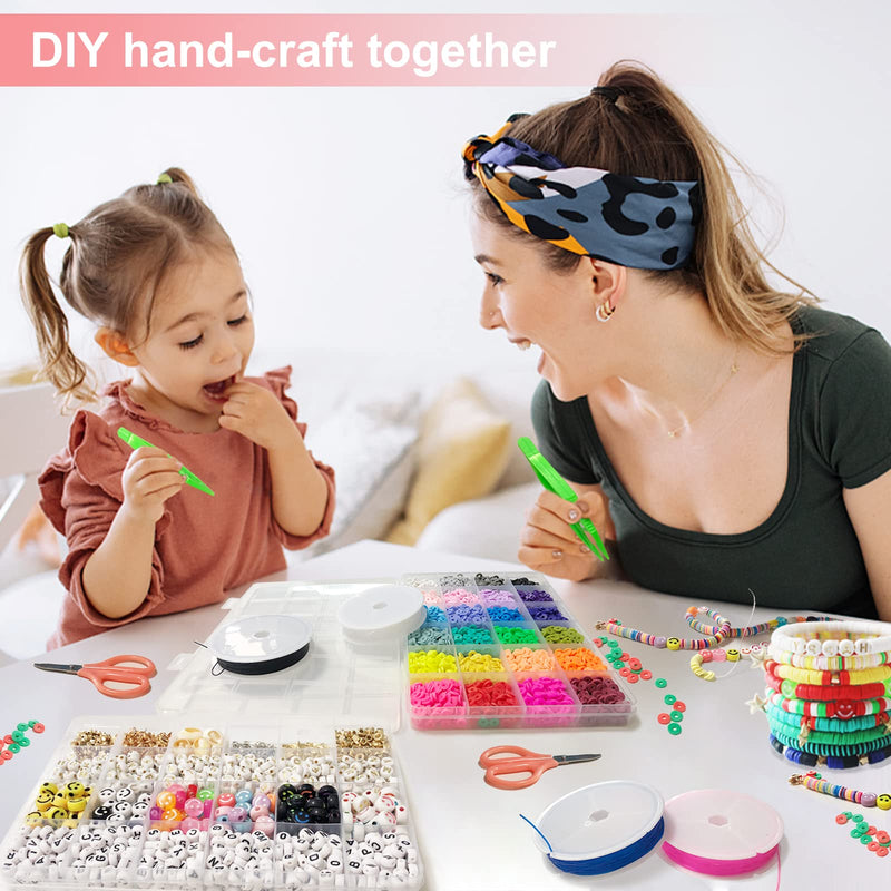 7200 Clay Beads Bracelet Making Kit,Jewelry Beading Supplies and Charms,Arts Crafts Gifts Set(2 Storage Boxes) - NewNest Australia