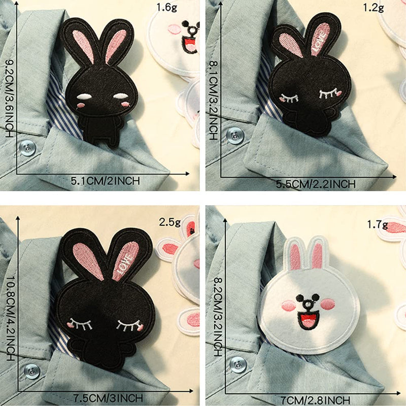 Rabbit Iron on Patches for Clothing Decorations Cute Bunnies Heat Transfer Embroidered Appliques for Jeans Jackets Backpacks Pillow DIY Decor - NewNest Australia