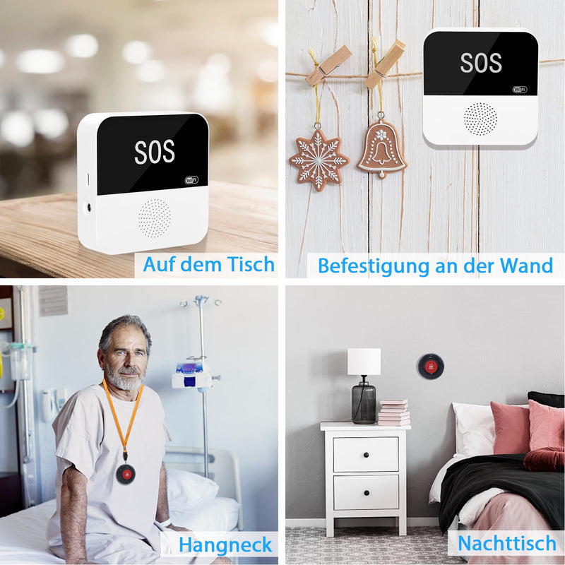 Chunhee Wifi Emergency Call Button For Seniors Emergency Bracelet Emergency Alert System For Seniors Patients Disabled Elderly 1 Emergency Call Button 1 Emergency Call Bracelet 1 Receiver (Only Supports 2.4Ghz Wi-Fi) - NewNest Australia