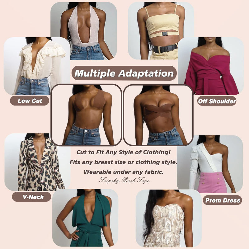 XL Breast Lift Tape, BoobTape for Large Breasts,Body Tape for Fashion,Athletic Tape, Boobytape &NippleCover for A-G(DD)Cup Brown - NewNest Australia