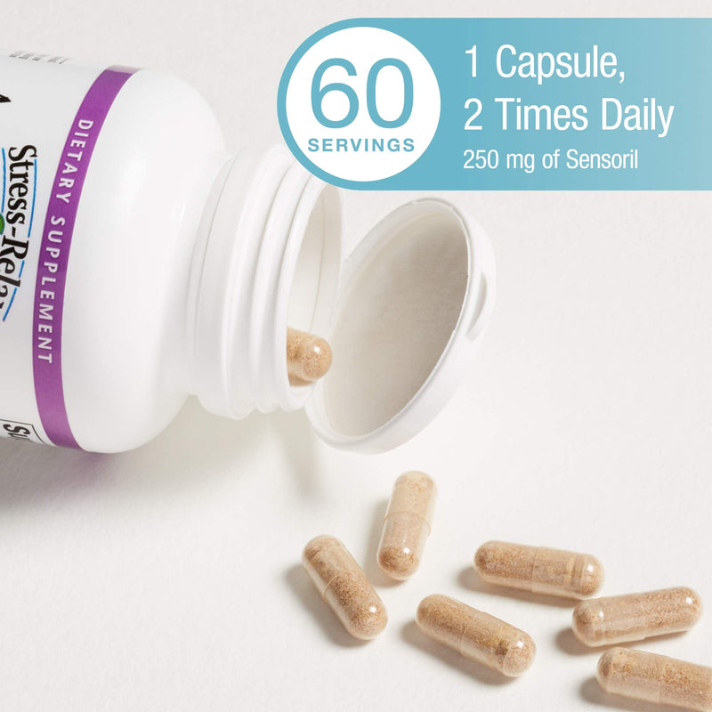 Stress-Relax Ashwagandha Sensoril by Natural Factors, 60 vegetarian capsules (60 servings) Standard Packaging - NewNest Australia