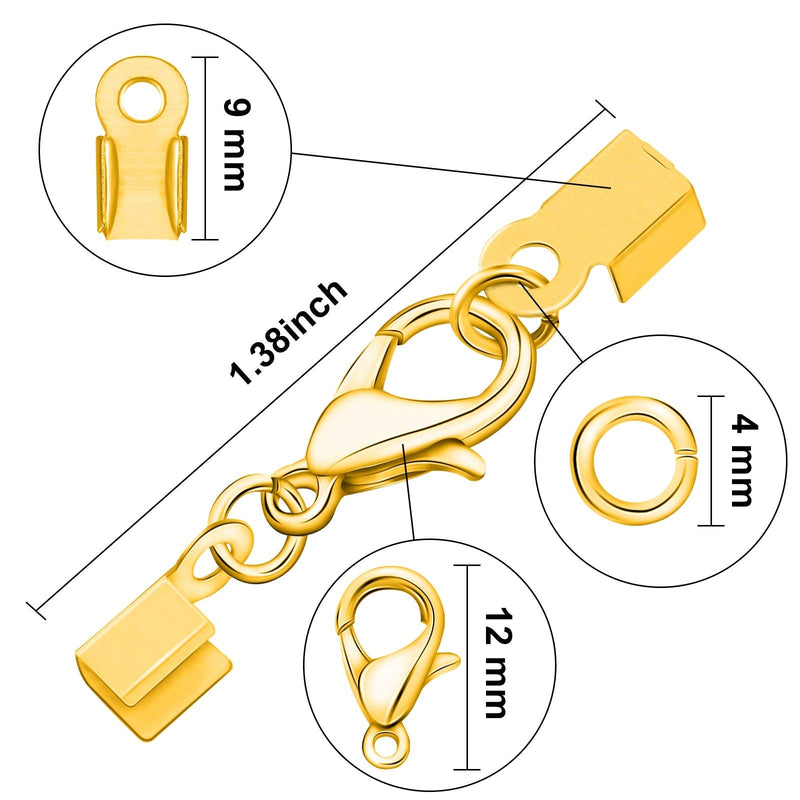 450 Piece Jewelry Making Accessories Kit Include 200 Fold Over Cord End Caps Crimp End Tips 200 Jump Ring Connectors and 50 Bracelet Necklace Lobster Claw Clasps and Closures (Gold) Gold - NewNest Australia