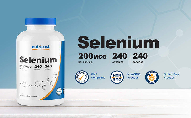 Nutricost Selenium 200mcg, 240 Vegetarian Capsules, Non-GMO, Gluten Free L-Selenomethionine 240 Count (Pack of 1) - NewNest Australia