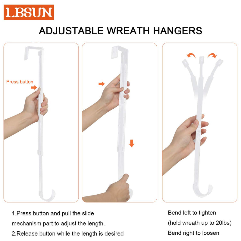 NewNest Australia - LBSUN Wreath Hanger, Adjustable over the Door Wreath Hanger & Wreath Holder & Wreath Hook for Door (White) White 