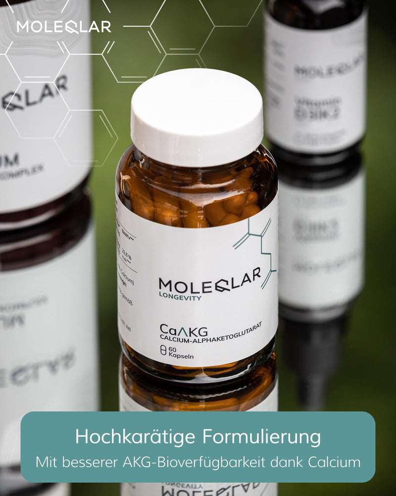 MoleQlar CaAKG (calcium alphaketoglutarate) 60 capsules - dietary supplement with calcium & alphaketoglutarate - 1000mg calcium AKG per capsule - NewNest Australia