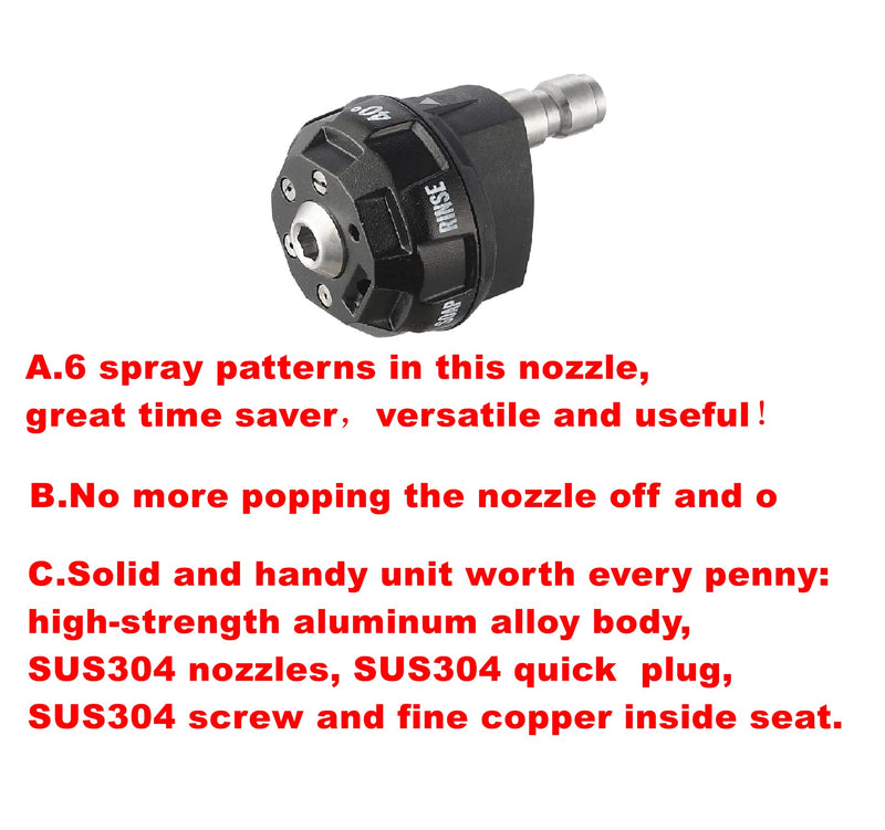 Meteor Blast Pressure Washer Spray Nozzle, 6-in-1 Quick Change over and Adjustable , 1/4in Plug Connect Tips 4000PSI for Pressure Washer. - NewNest Australia