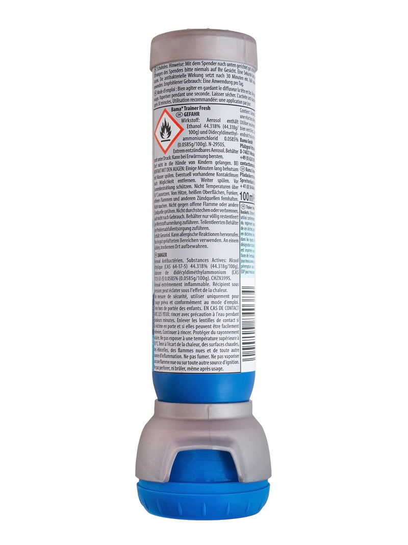 Bama Trainer Fresh Shoe Deodorant 100ml - hygienic, antibacterial freshness, transparent shoe spray for sports, work and leisure shoes Trainer Fresh - Transparent - NewNest Australia