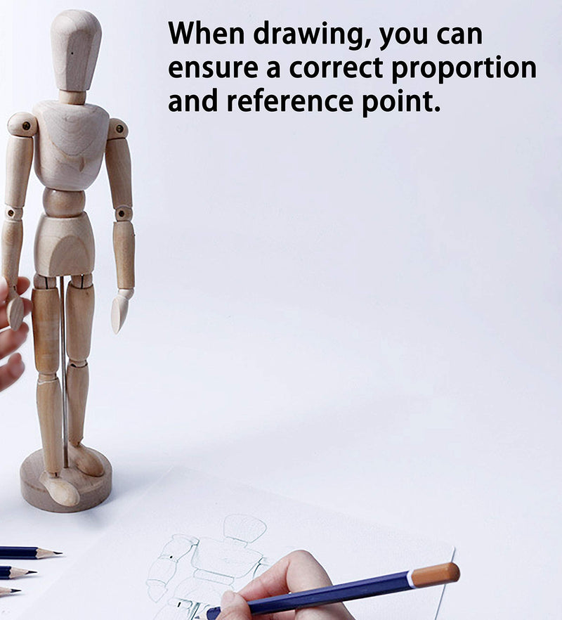 12'' Wooden Artists Manikin, Sketching Drawing Articulated Jointed Mannequin, Wood Human Figure Model for Home Office Desk Decoration - NewNest Australia