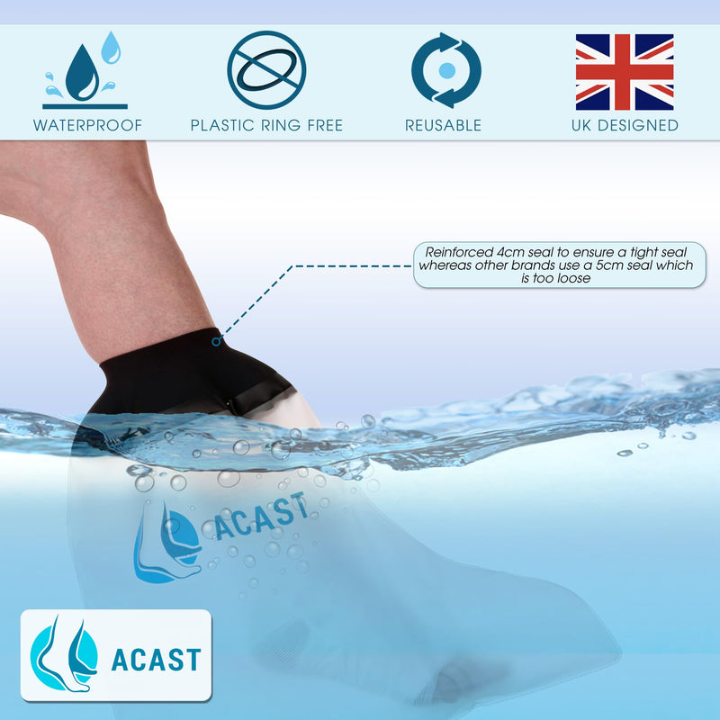 ACAST Waterproof Foot Cast Cover For Shower - Easy To Use, Reusable Waterproof Protector For Foot, Toe, Ankle wounds, Plaster Foot Dressing Protector - Free E-book Included - NewNest Australia
