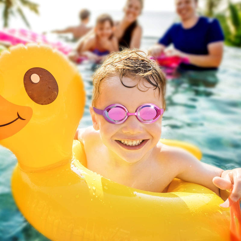 Keary 2 Pack Kids Swim Goggles for Toddler Kids Youth(3-9),Anti-Fog Waterproof Anti-UV Clear Vision Water Pool Goggles Mirrored Pink & Purple(2 Pack) - NewNest Australia