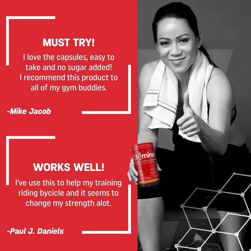 Oh!mino Muscle Synthesis Activator 180 Electrolyte Capsules, Stimulant Free Amino Acids Capsules, Pre Workout Supplements, Post Workout for Men and Women – Oh! Nutrition - NewNest Australia