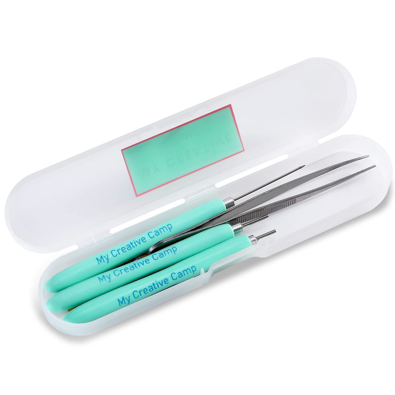 MY CREATIVE CAMP 4 Pack Paper Quilling Tools Set - 2 Slotted Tools, Needle Tool, Tweezer and Storage Box - NewNest Australia