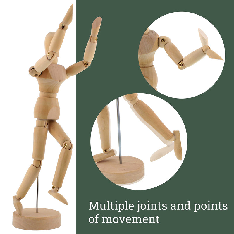 US Art Supply® Wood 8" Male - Artist Drawing Manikin Articulated Mannequin with Base and Flexible Body - Perfect for Drawing The Human Figure (8" Male) - NewNest Australia