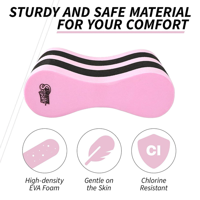Sunlite Sports EVA 5-Layer Pull Buoy Leg Float - Pool Training Aid, Legs and Hips Support for Adults, Kids, and Beginners, for Swimming Stroke Standard Pink/Black - NewNest Australia