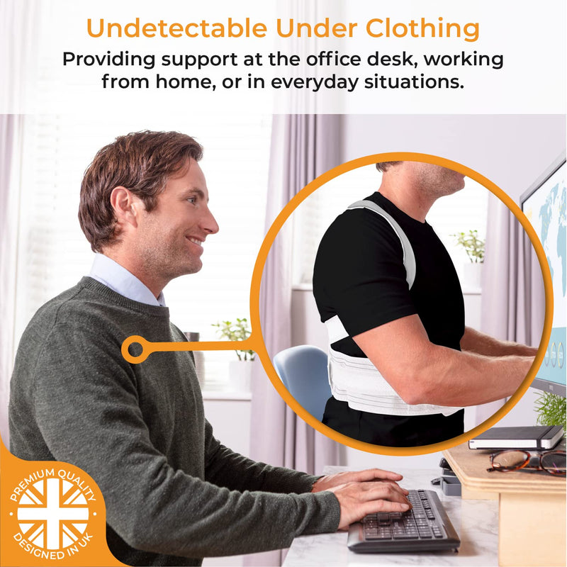 LyfeFocus S1 Premium Invisible Breathable Back Posture Corrector for Men & Women - Upper Back Support Brace & Straightener - Effective Posture Correction for Neck, Shoulder & Back Pain (White, Medium) White M (Pack of 1) - NewNest Australia