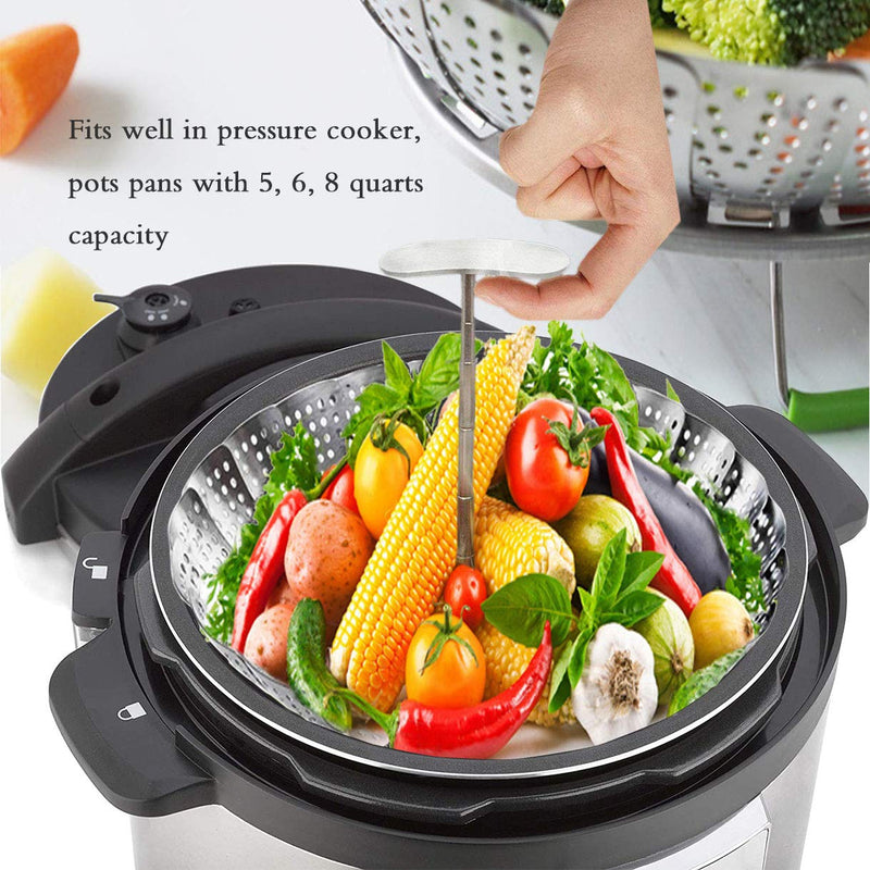 Steamer Basket, Veggie Steamer Basket for Cooking Stainless Steel Folding Vegetable Steamer Insert with Extending Removable Center Handle Expandable to Fit Various Size Pot(5.5" to 9") 5.5'' to 9'' - NewNest Australia