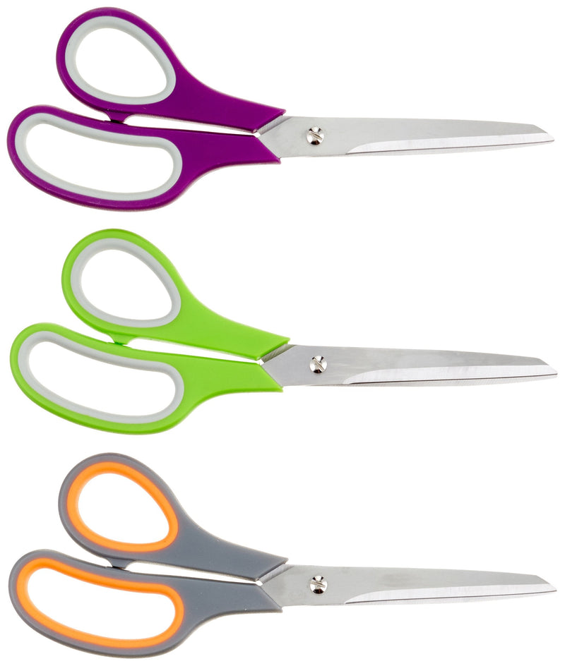 Amazon Basics Multipurpose, Comfort Grip, Titanium Fused, Stainless Steel Office Scissors - Pack of 3 - NewNest Australia