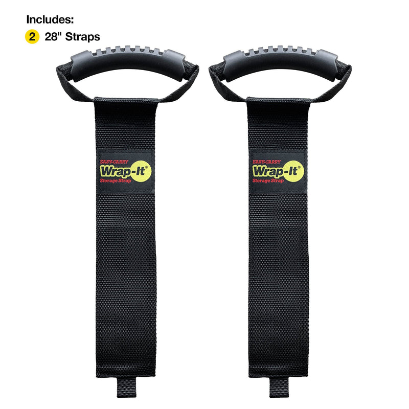 Easy-Carry Wrap-It Storage Straps - 28” (2-Pack) – Heavy-Duty Hook and Loop Extension Cord Carrying Strap, Hanger, Keeper, Organizer with Handle for Pool, Boat, RV, Garden Hoses, Cords, and Cables 28" (2 Pack) Black - NewNest Australia