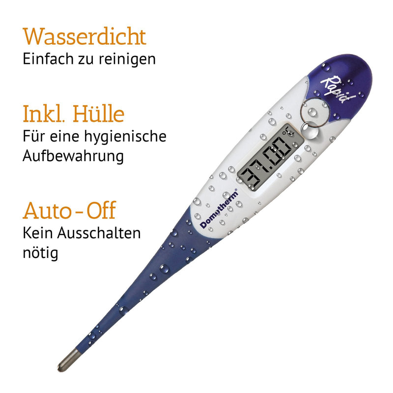 Domotherm Rapid - digital clinical thermometer with 2 decimal places, measured value memory, flexible tip, suitable for babies and children - NewNest Australia