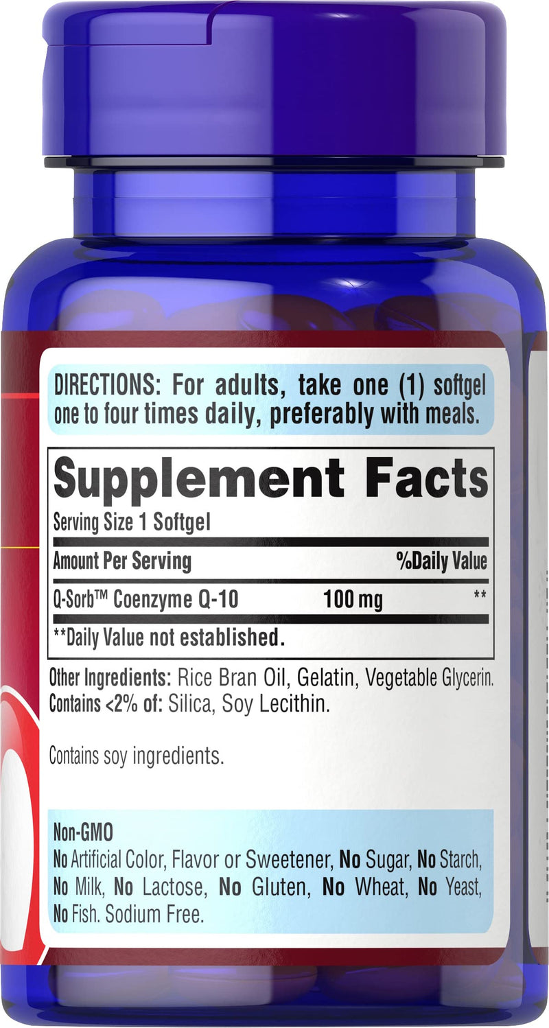 Q-Sorb CoQ10 100mg, Supports Heart Health, 60 Rapid Release Softgels by Puritan's Pride, 60 ct 60 Count - NewNest Australia