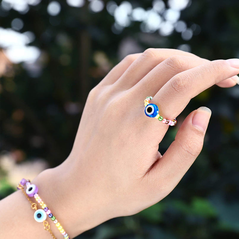 200pcs Evil Eye Beads for Bracelets Necklace Jewelry Making (8mm, Blue) 8mm - NewNest Australia