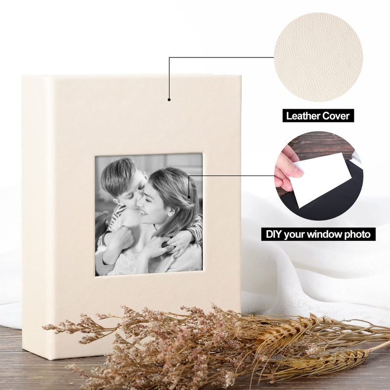 Ywlake Photo Album 4x6 50 Pockets 2 Packs, Small Mini Capacity Leather Photo Albums, Each Pack Holds 50 Top Loader Vertical Only Pictures Beige 50 Pockets/2PK - NewNest Australia