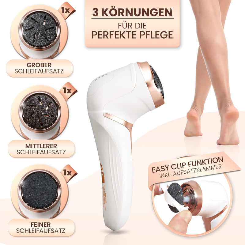 GRUNDIG electric callus remover to remove calluses - quickly beautiful feet - foot care set with high-performance battery I IPX7 foot pedi pedicure (callus remover), white - NewNest Australia