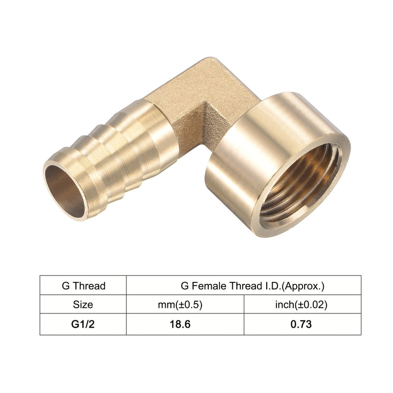 uxcell Brass Hose Barb Fitting Elbow 16mm x G1/2 Female Thread Pipe Connector with Stainless Steel Hose Clamp - NewNest Australia