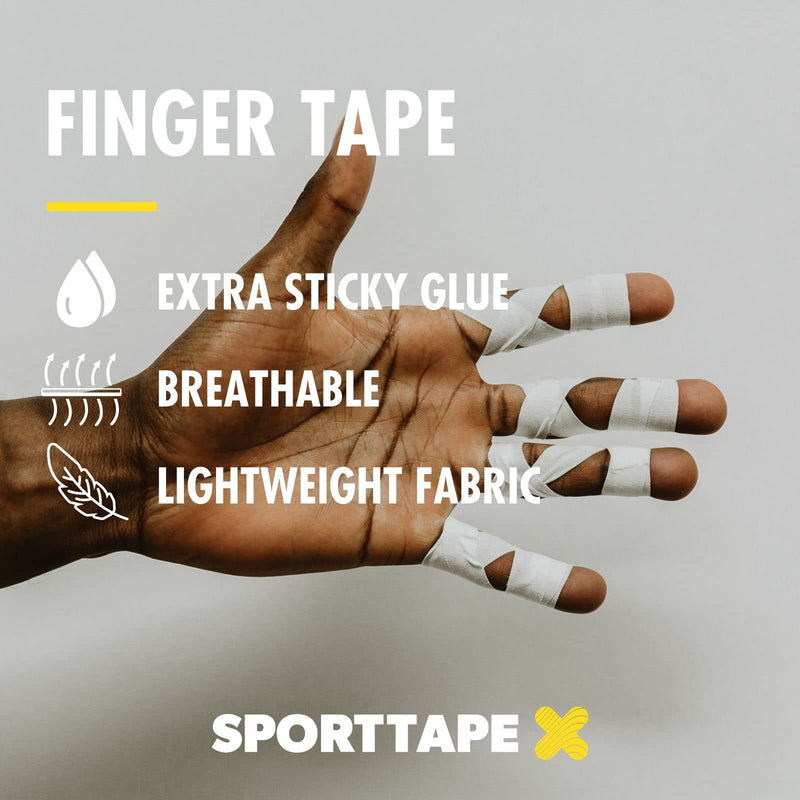 2 Rolls - SPORTTAPE Finger Tape Zinc Oxide Tape - White - 1.25cm x 10m | for Jiu Jitsu, Bouldering, Rock Climbing, BJJ, Crossfit, Rowing, Climbing & Golf | (1 Pack of 2 Rolls) 1.25cm x 10m - 2 Rolls - NewNest Australia